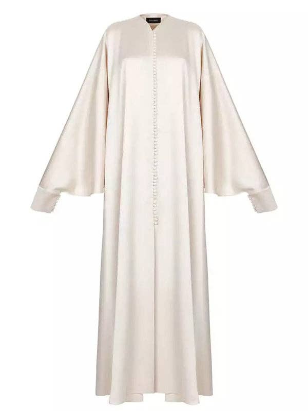 Plush Looks - Wholesale Dress - Women's - Casual Batwing Sleeves Split-Front Solid Color Maxi Dresses2