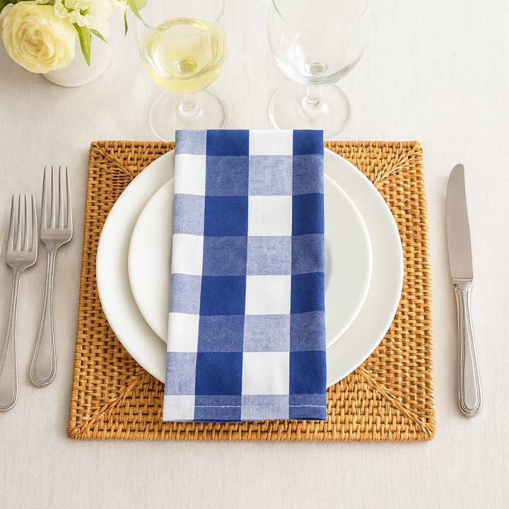 Marinewit buffelservet van zacht 20" stoffen dinerservet voor wholesale door Fennco Styles