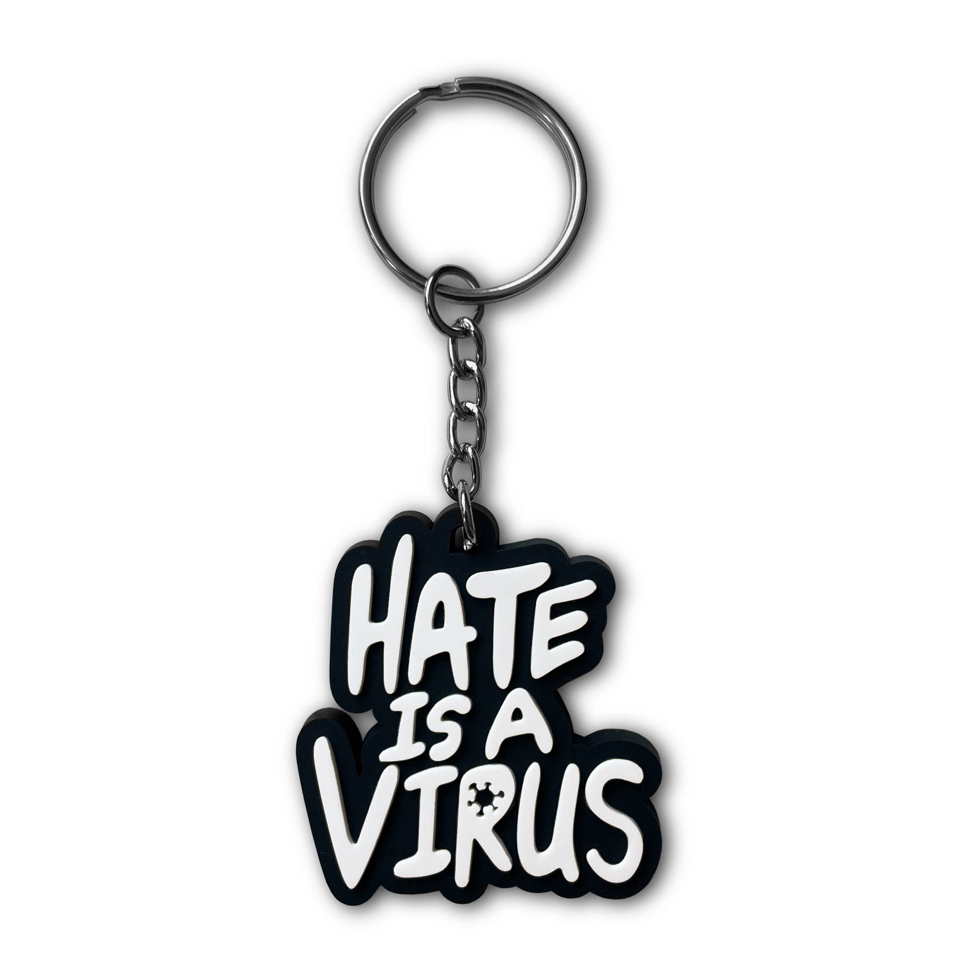 On Point Pins – Großhandel Schlüsselanhänger – Unisex – Stop Asian Hate | Hass ist ein Virus Weich-PVC-Schlüsselanhänger Charity4