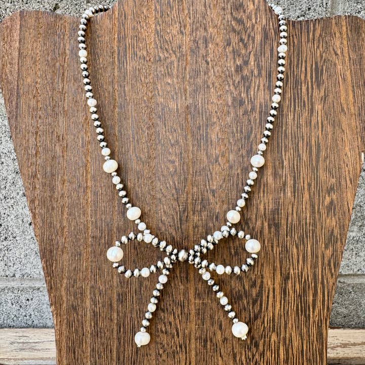 Wild Hancock Creations - Wholesale Beaded/Pearl Necklace - Navajo Pearl Bowtie Necklace/Western Necklace/Sterling 2