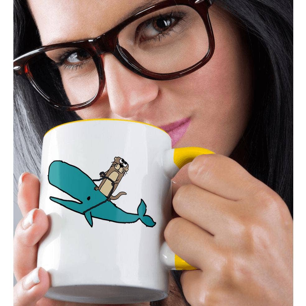 3dRose – Großhandel Kaffeebecher – 3dRose, Lustiger niedlicher Seeotter reitet auf Blauwal Strand Cartoon, Tasse1