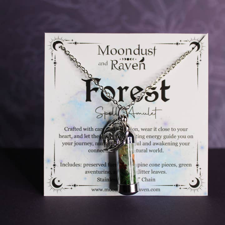 Moondust and Raven – Großhandel Kette mit Anhänger/Charm – Waldzauber-Amulett-Halskette mit Zauberfläschchen, Kristallschmuck im Hexenstil5