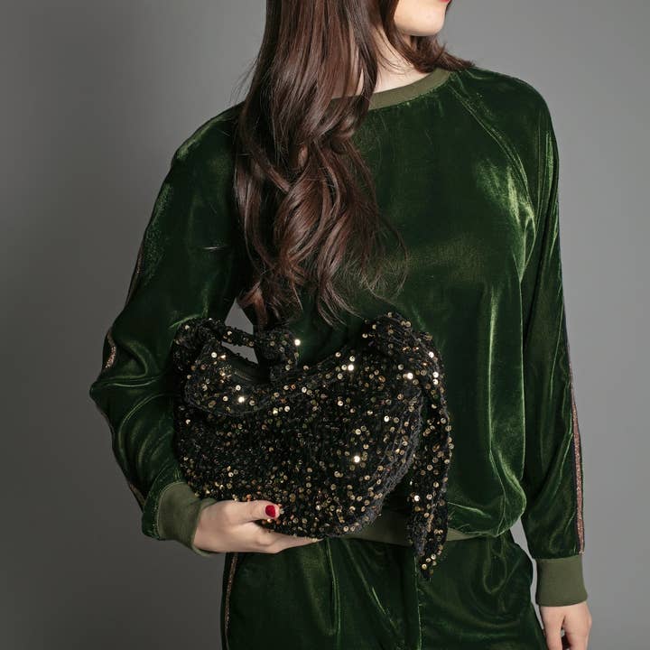 NESSA HALF MOON SEQUIN BAG GOLD for wholesale on Faire2