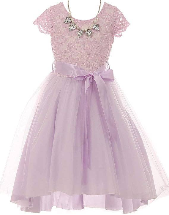 iGirlDress - Wholesale Dress - Kids - Cap Sleeve Floral Lace High Low Tulle Special Occasion Dress11