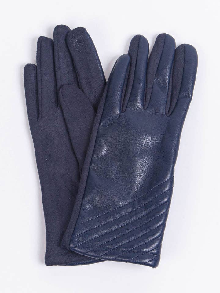 Diagonal Stitch Touch Screen Gloves Navy Blue for wholesale by Sarta Accessories