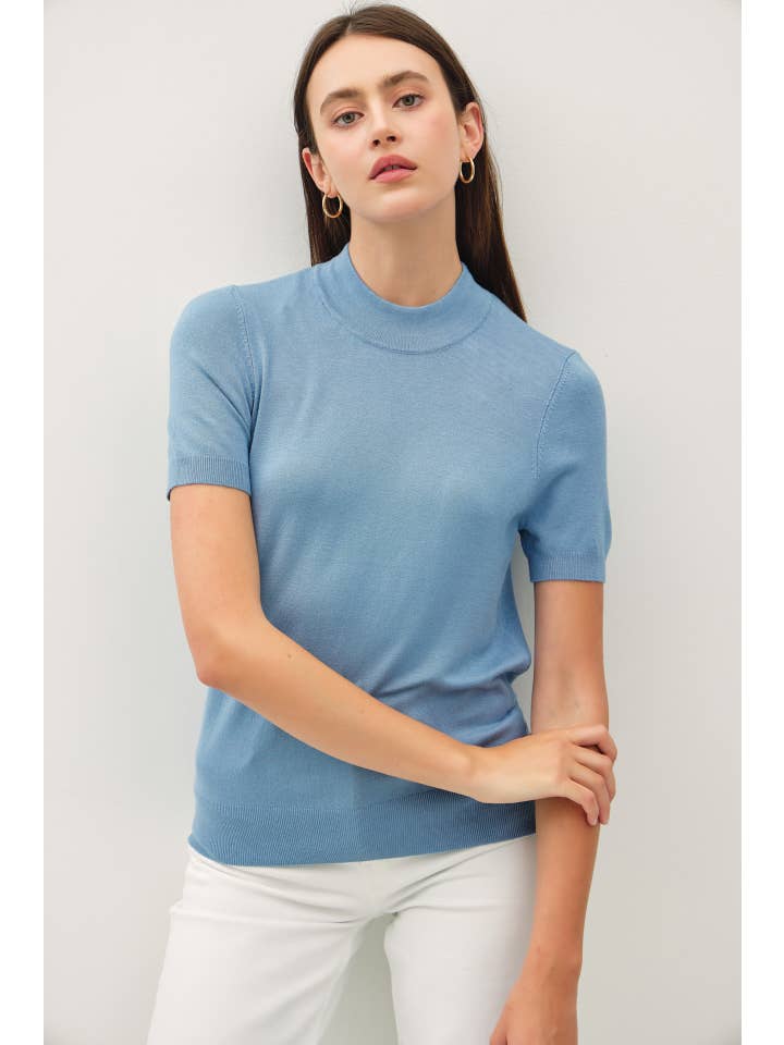 Be Cool - Wholesale Knit Sweater - Women's - SHORT SLEEVE MOCK NECK SWEATER