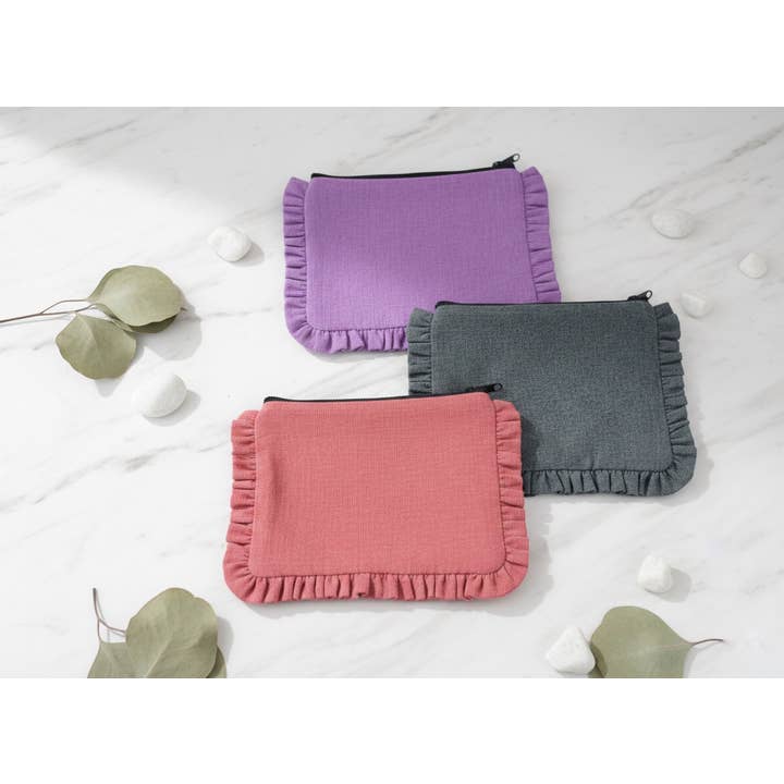 House of Kraft - Wholesale Pouch - Women's - Canvas Ruffle Pouches | Canvas Travel Pouches | Zipper Pouch14