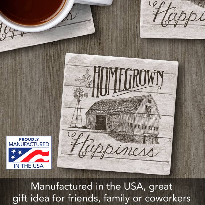 Conimar Promotions - Wholesale Coasters - "Homegrown Happiness" Single Tumbled Tile Coaster 4