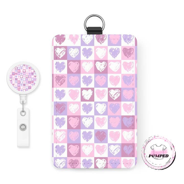 L & V Hearts Retractable Badge Reel & I.D. Badge Holder for wholesale by Beyond Pumped
