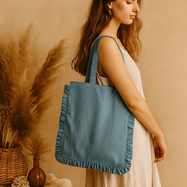 Fabrica Kraft – Engroshandel Tote bag - Dame – Canvas Ruffle Taske | Canvas Farvet Taske | Uden Mærke