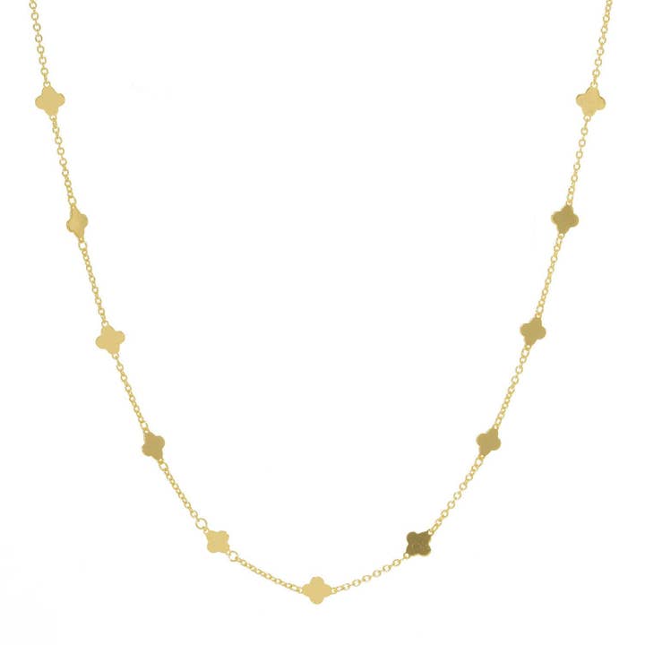 Gold Plated Chain w/ Dangling Clovers Necklace for wholesale by OHBOOBA DESIGN