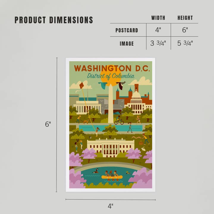Lantern Press - Wholesale Postcard - PREMIUM POSTCARDS Washington DC, Geometric City Series