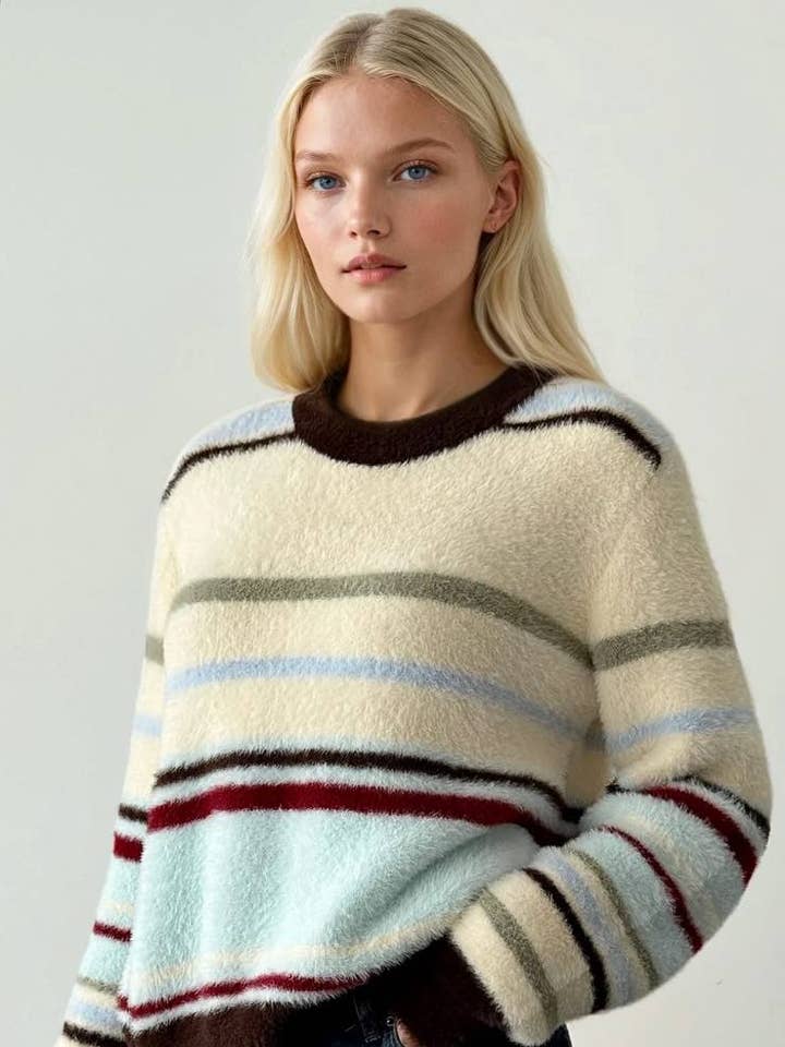 Multi-colored Stripes Sweater for wholesale by Anaz