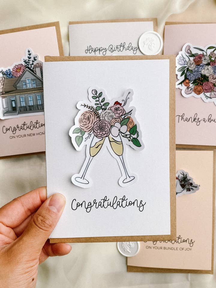 Carte de félicitations Champagne pour la vente par Made of Honour Co.