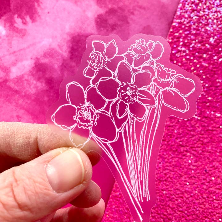 Duidelijke narcissen sticker 3 x 2,5 sticker voor wholesale door stickersbyjodi