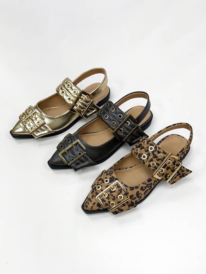 CCOCCI - Wholesale Flats - Women's - GRILLO PADDED EYELET BELT STRAP SLINGBACK FLATS