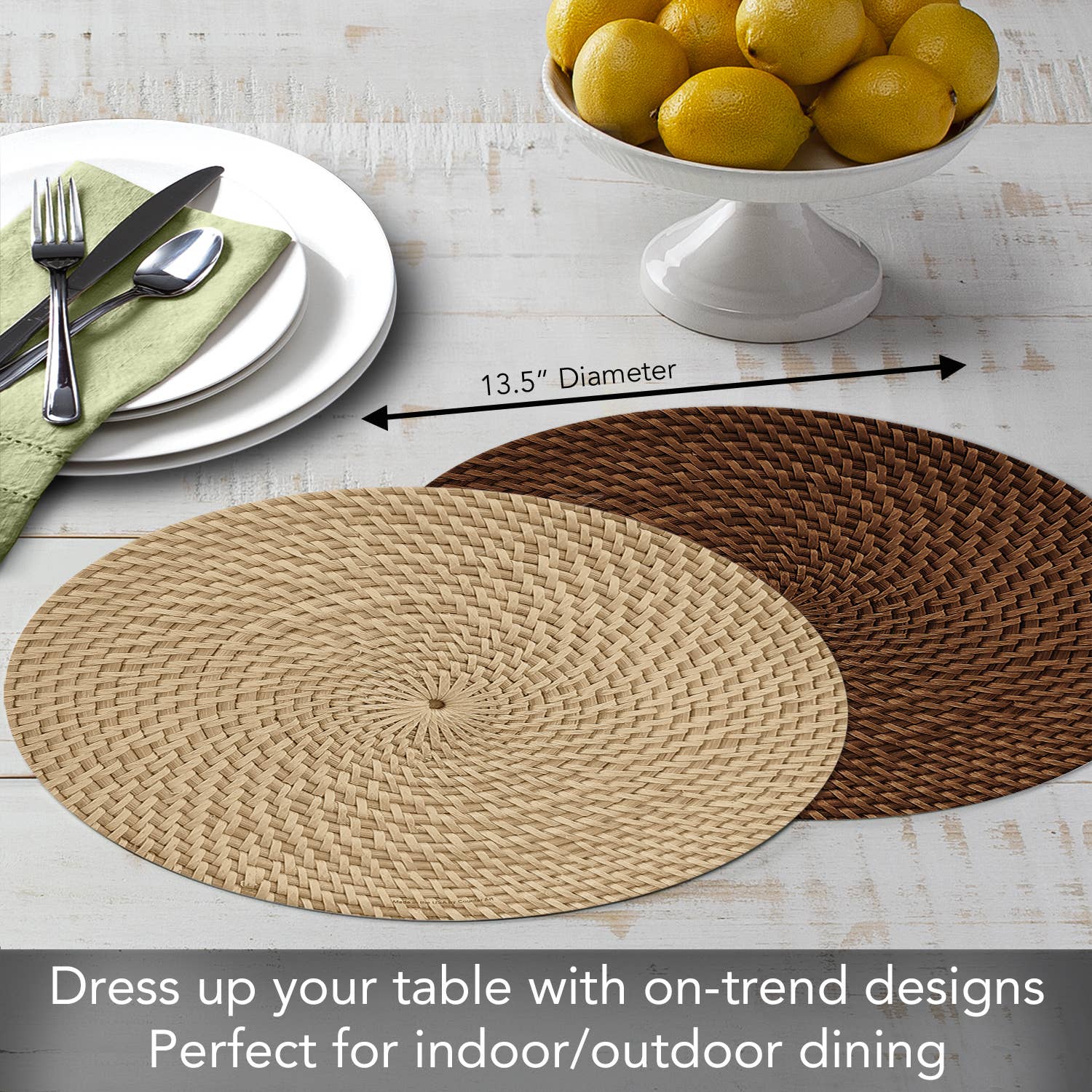Conimar Promotions - Wholesale Placemat - "Natural Basket Weave" Round Reversible Plastic Placemat 4