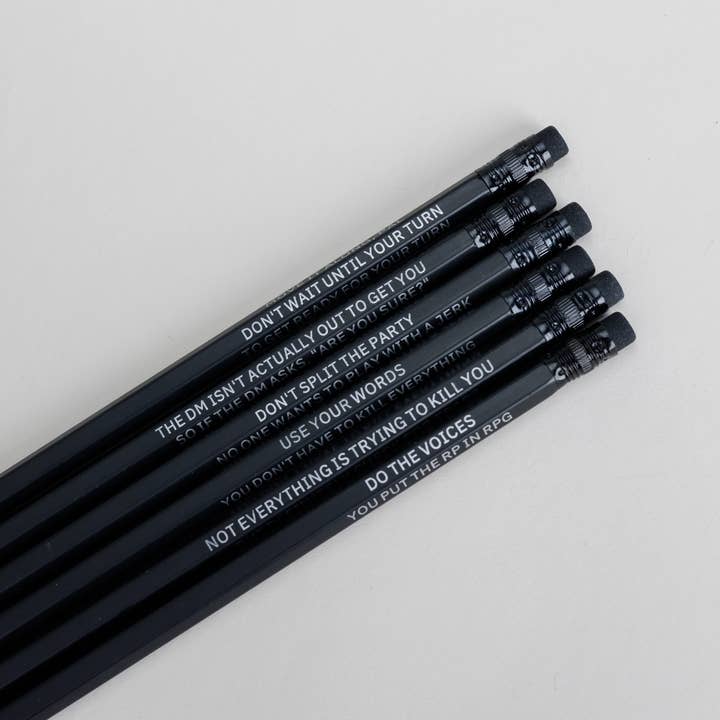 TTRPG Metagaming Pencils for wholesale by Kingdom of Threads