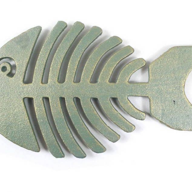 Hampton Nautical - Wholesale Trivet - Antique Seaworn Bronze Cast Iron Fish Bone Trivet 11"