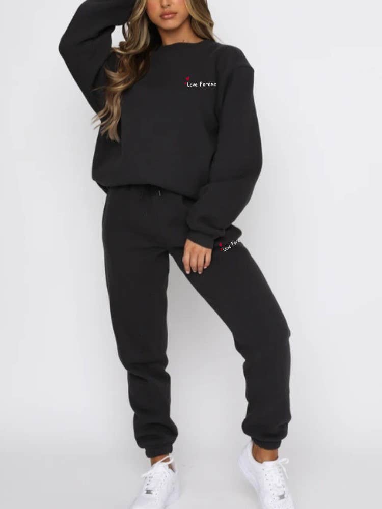 Rosa Clothing - Wholesale Top & Pant Set (NOT Loungewear) - Women's - Hearts Leisure Letter Print Long SleeveSweatshirt Set7