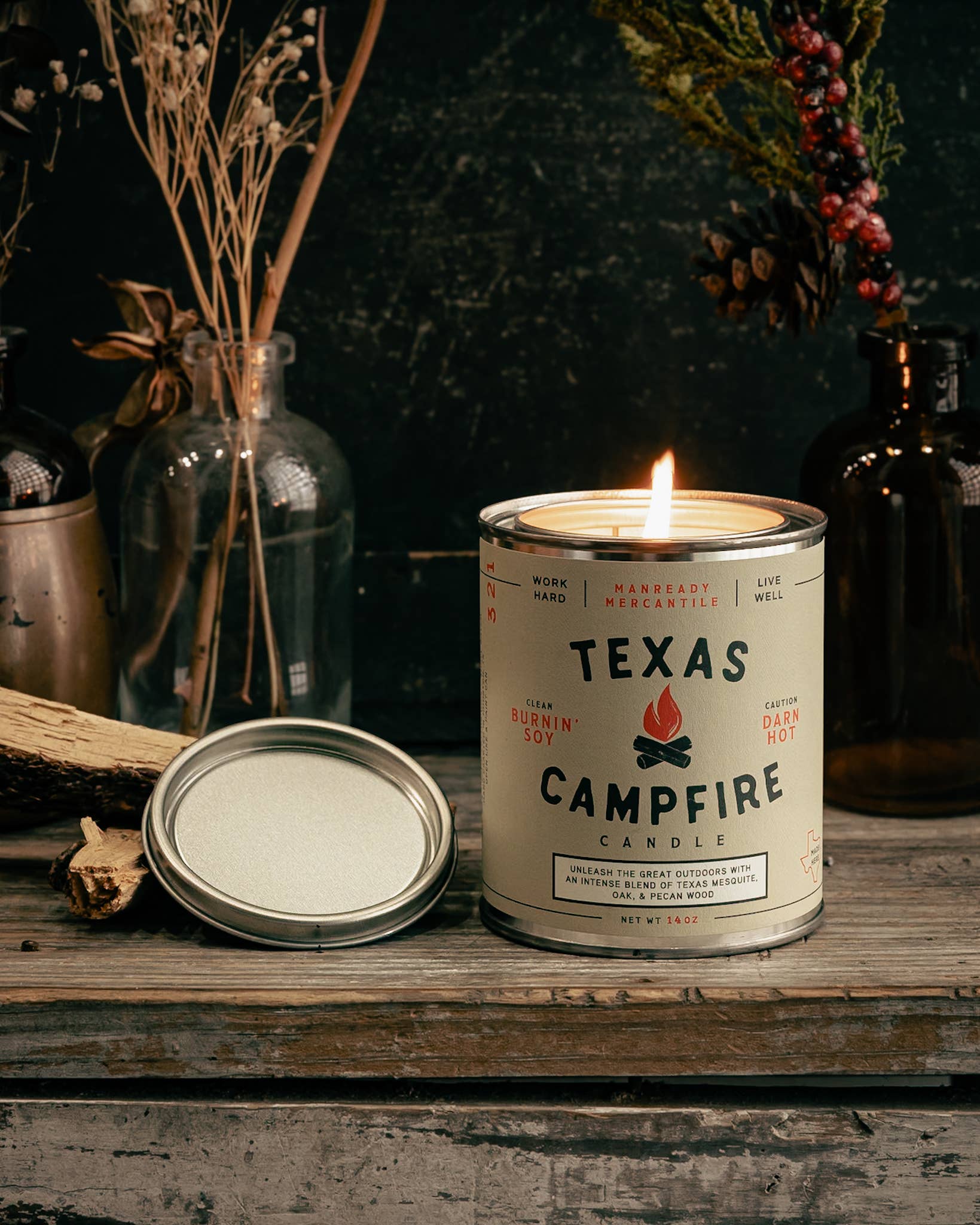 Manready Mercantile - Wholesale Jar/Filled Candle - Candle | The Americana Series | Texas Campfire1