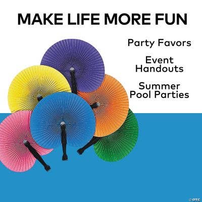 Fun Express - Wholesale Handheld Folding Fan - SOLID-COLOR PAPER FANS2