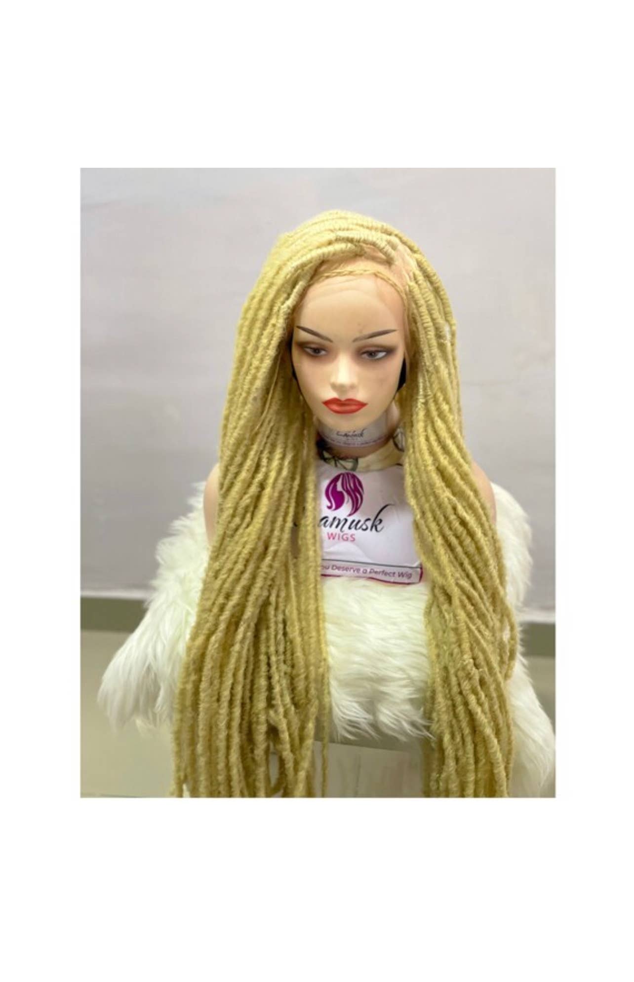 Lamuskwigs – wholesale Wig/hair piece – 36 inches Long distressed faux locs, blonde faux locs wig5