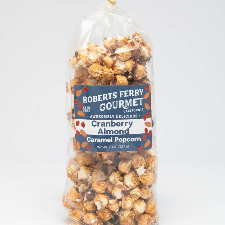 Cranberry Almond Caramel Popcorn for wholesale by Roberts Ferry Gourmet