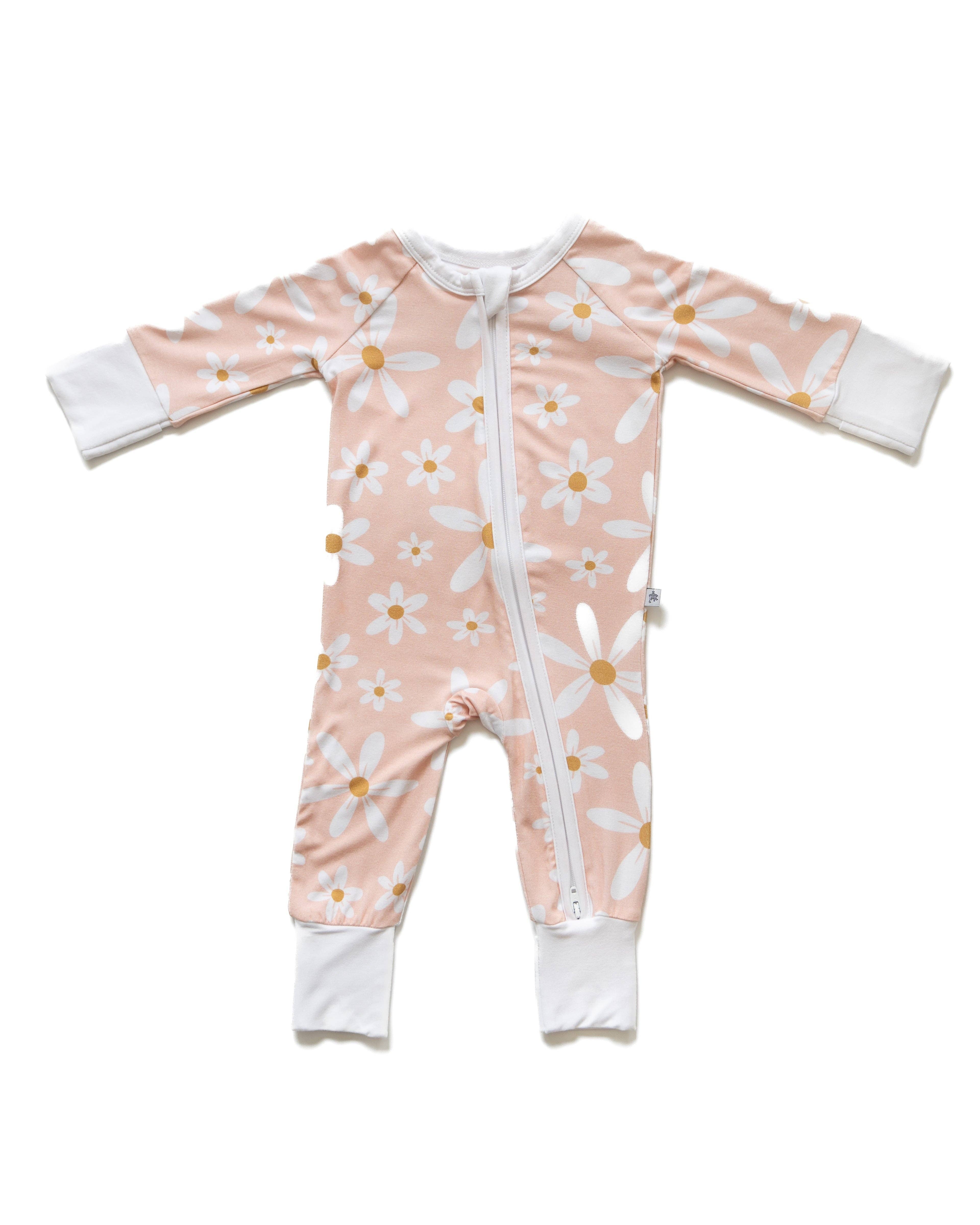 HUGGA BABIES - Wholesale Sleepsuit - Baby - Make My Daisy Bamboo Zipper Lounger1