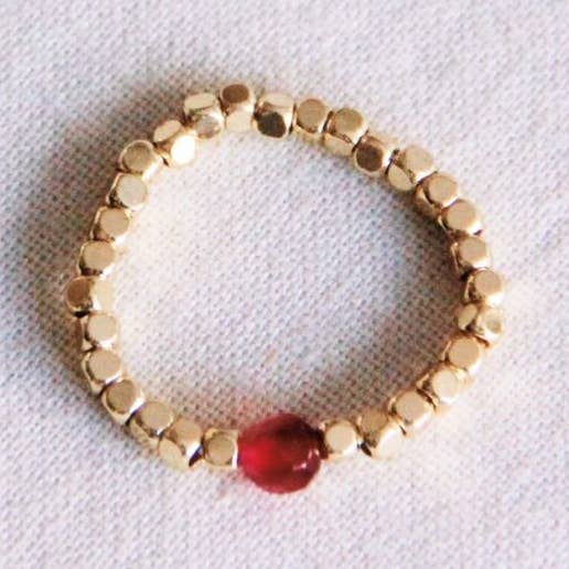 Bazou - Wholesale Single Stone/Solitaire Ring - Elastic ring with natural stone - fuchsia0