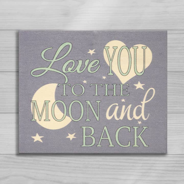 JennyGems - Wholesale Sign - Love You To the Moon and Back™ Wooden Sign, Nursery Decor0