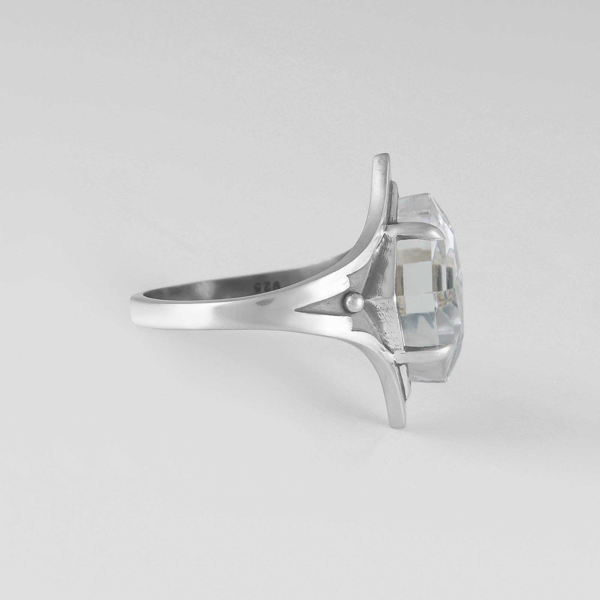 Acid Queen Jewelry – wholesale Cocktail/statement ring – Grounded Ring W/ Faceted Quartz5