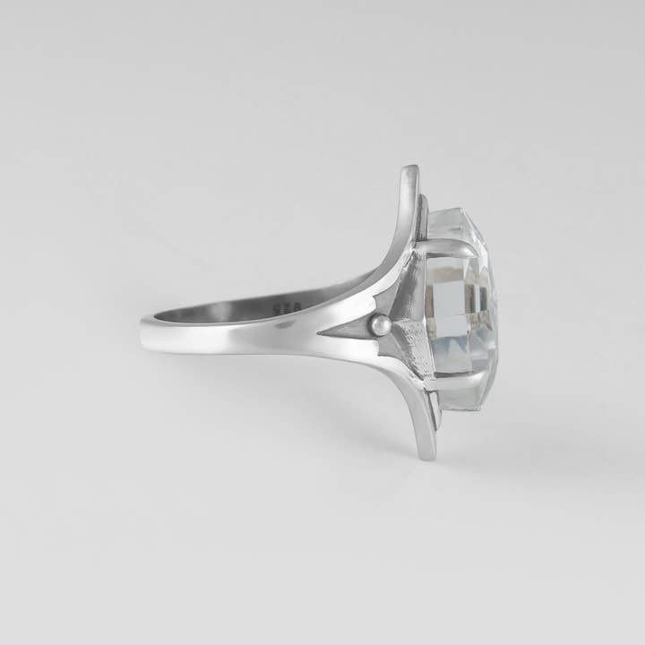 Acid Queen Jewelry – wholesale Cocktail/statement ring – Grounded Ring W/ Faceted Quartz5