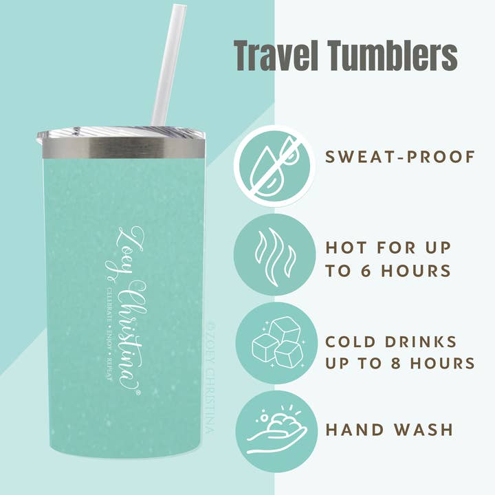 Zoey Christina - Wholesale Insulated Mug/Tumbler - 21st Birthday Travel Tumbler – Mint or Purple Milestone Gift