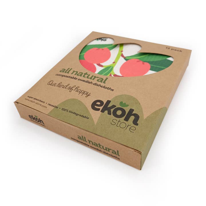 EKOH - Wholesale Dishcloth - Swedish Dishcloth Set of 12 Botanical & Veg Prints8