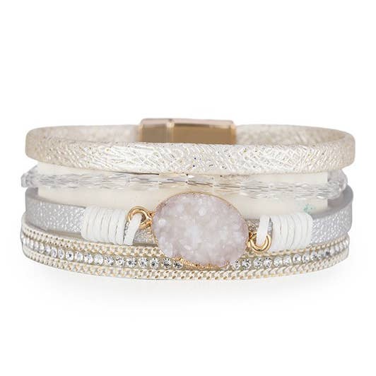 Ole – wholesale Bangle bracelet – Druzy Leather Magnetic Bracelets B3588