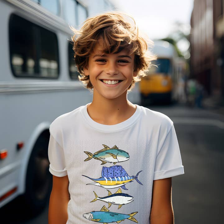 Transfert DTF d'icônes sur le thème des poissons pour la vente par K and M Designs