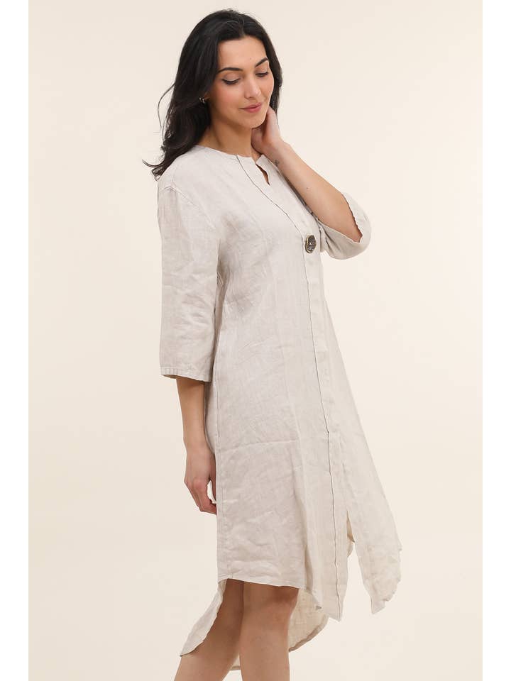 LÉA & LUC - Vente Robe – femme - Robes en 100% Lin avec un bouton REF. 554744