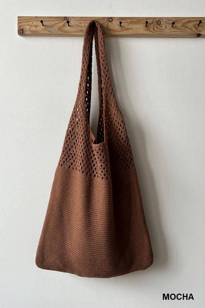 42POPS - Vente Tote bag – femme - Sac cabas en maille crochetée moitié pointelle4