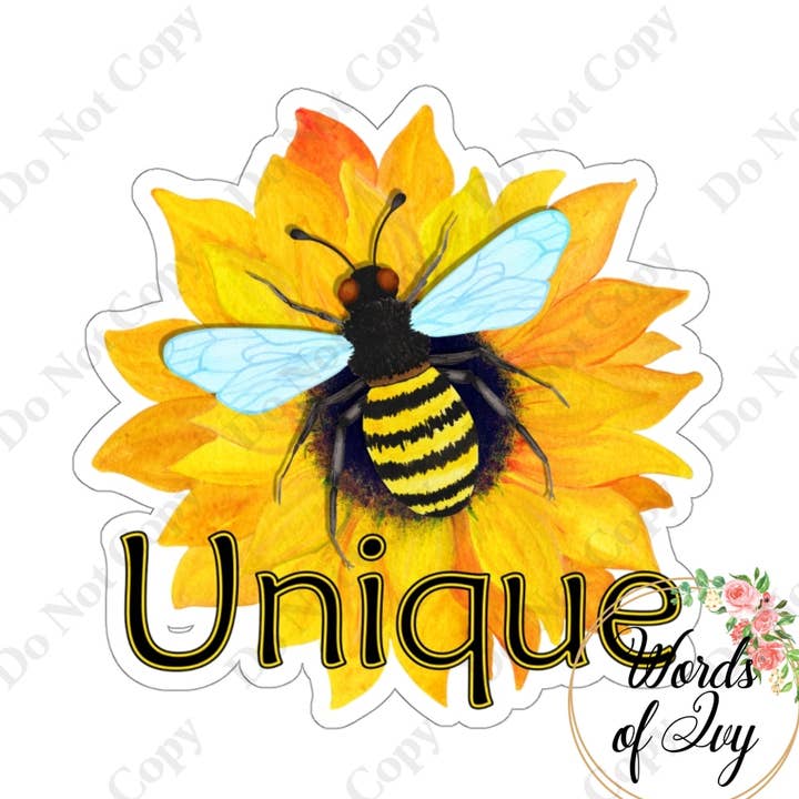 Autocollant - Bee Unique pour la vente par Words of Ivy
