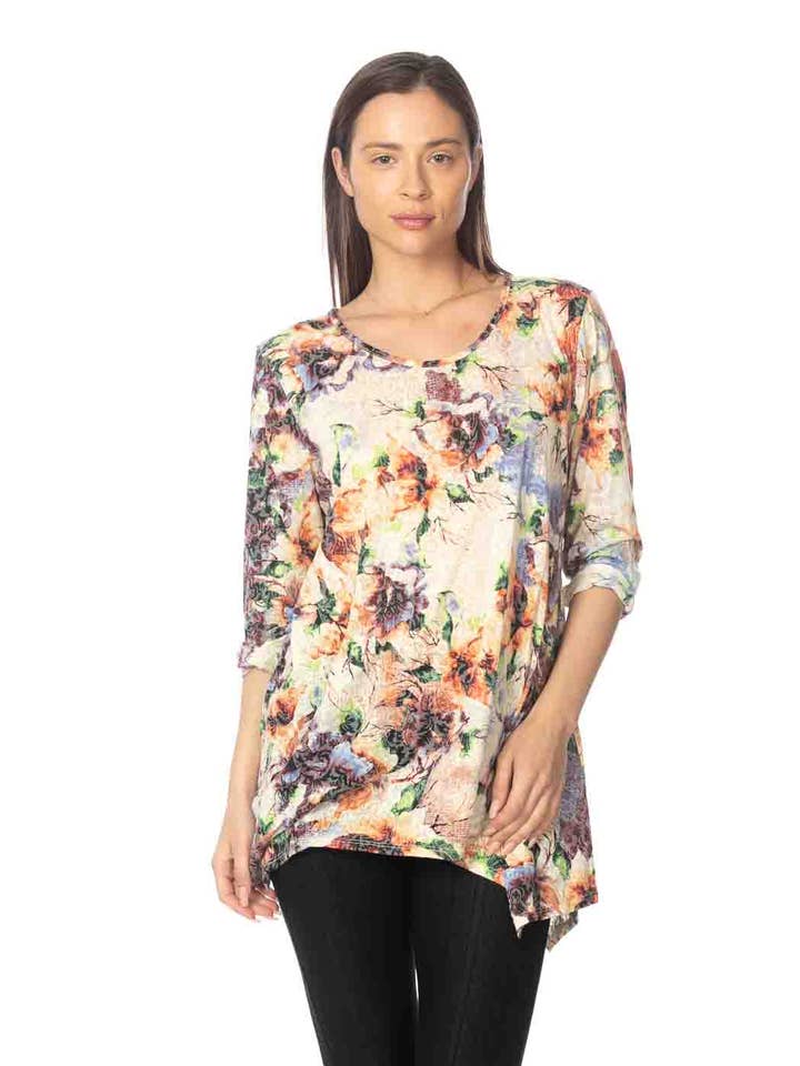 Tunica «Asbury» in cotone con stampa Tianello «Becki» per la vendita all'ingrosso da parte di Tianello