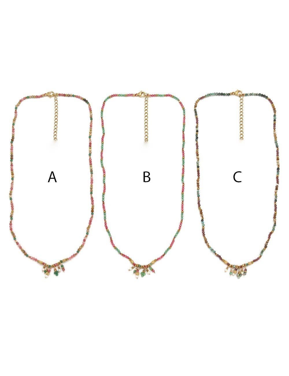 LIZOU – Großhandel Kette mit Anhänger/Charm – Zarter Steinzauber-Halskette - N2-25831