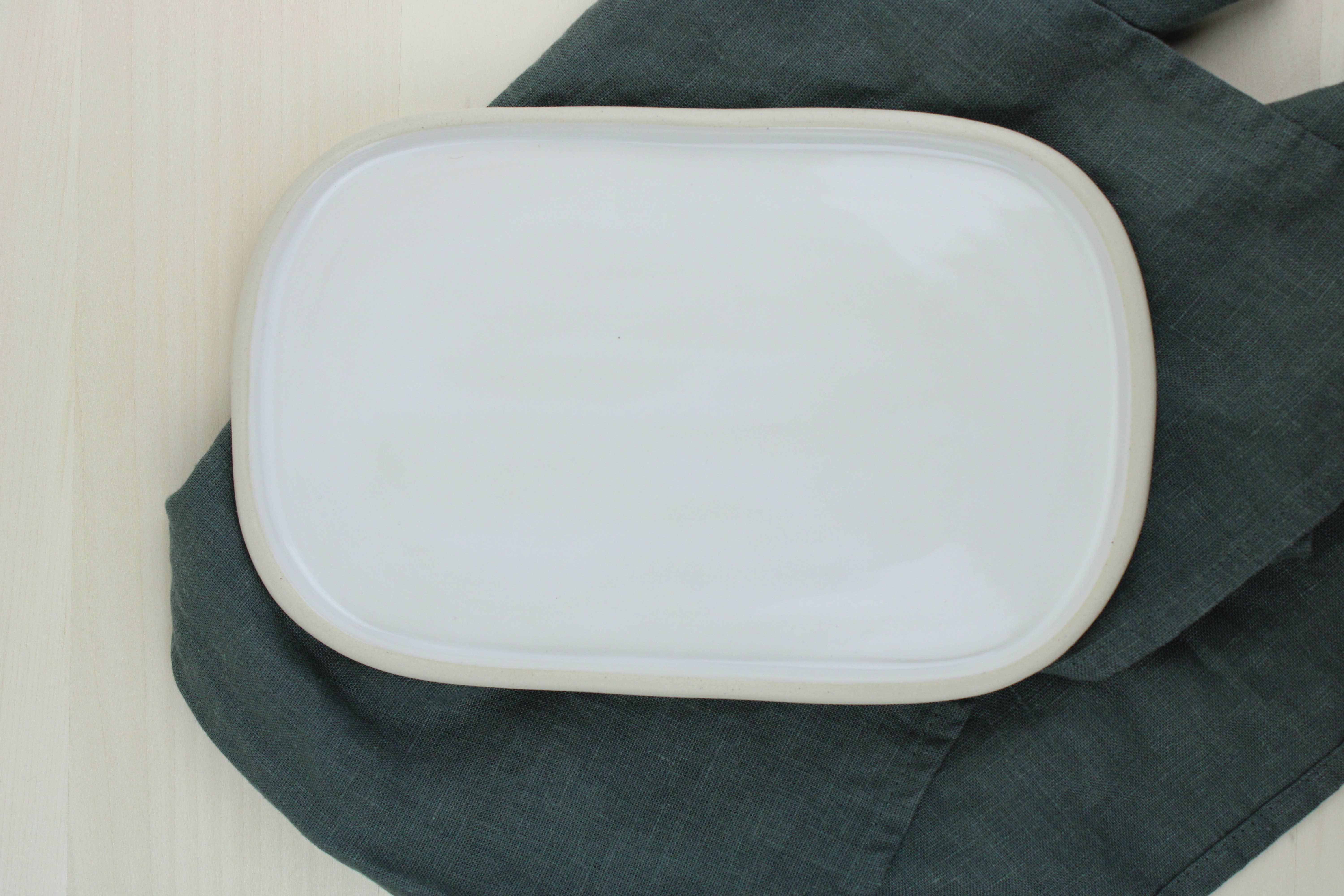 Wishbone Pottery - Wholesale Decorative Tray - Handcrafted Stoneware Tray | White Gloss 2