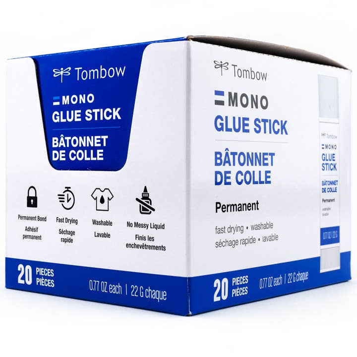 Tombow - Wholesale Glue - MONO Glue Stick, Medium, 20-Piece Display Box