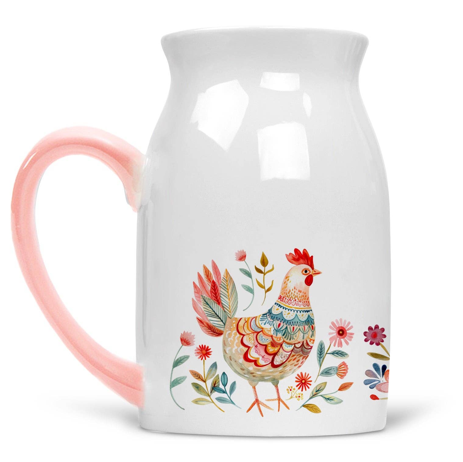 Noble & Page - Wholesale Jug - Bright & Cheery Chicken Jug – Pink Handle0