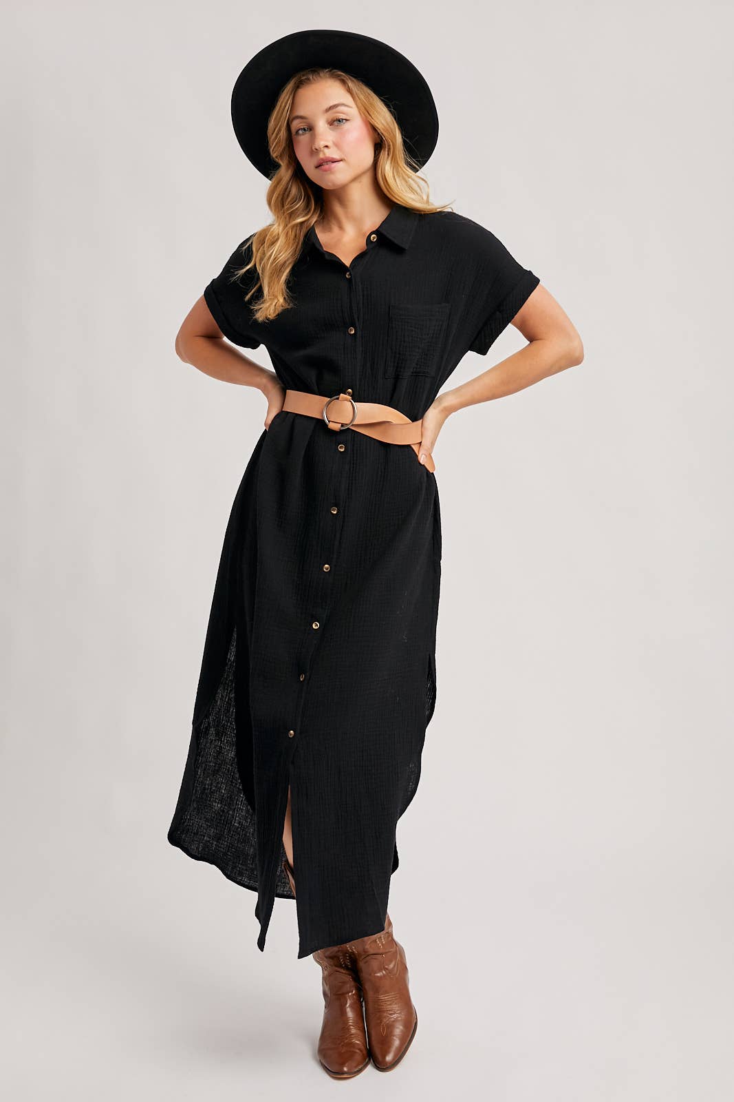 Bluivy - Wholesale Dress - Women's - BUTTON UP MAXI SHIRT DRESS WITH POCKET73