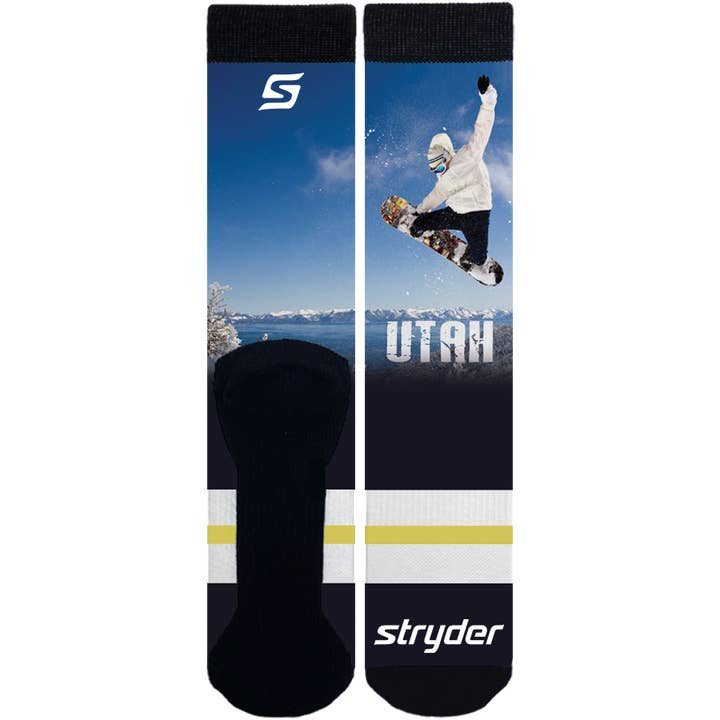 Utah Snowboard marinblå och vita strumpor för wholesale av Stryder Gear