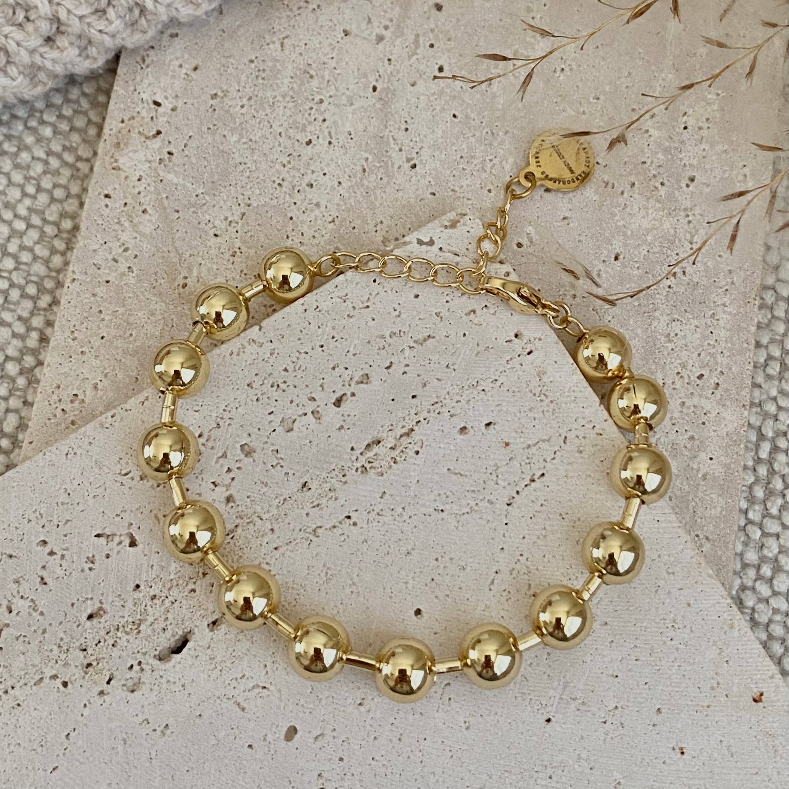 Amady Jewelry - Wholesale Link & Chain Bracelet - Military Satellite Chain Beaded Bracelet 18k Gold Filled7