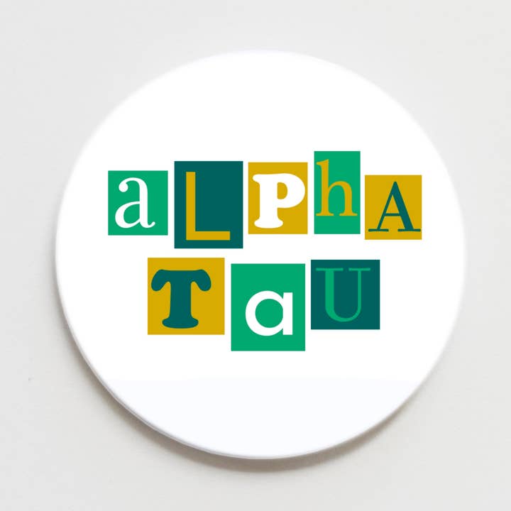 Alpha Sigma Tau Collage Greek Button - 2.25 inch for wholesale by Good Vibez Collegiate