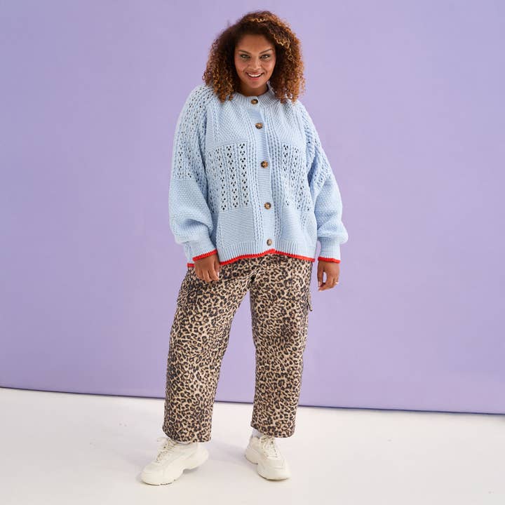 Cara & The Sky - Wholesale Cardigan - Women's - Brigit Pointelle Stitch Balloon Sleeve Cardigan - Blue5